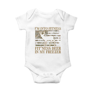 Deer Hunting Baby Onesie Im Into Fitness Fit Ness Deer Freezer Camo American Flag - Print Your Wear