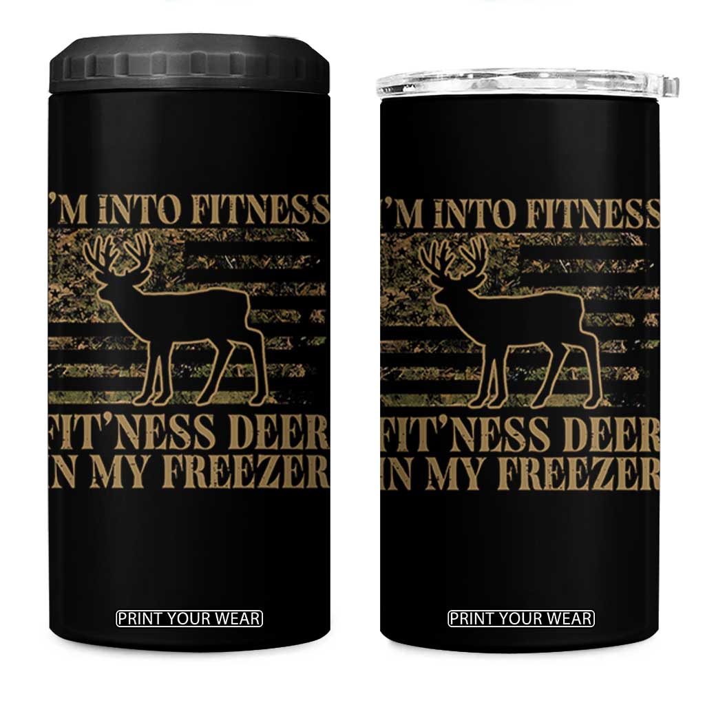 Deer Hunting 4 in 1 Can Cooler Tumbler Im Into Fitness Fit Ness Deer Freezer Camo American Flag TS10 One Size: 16 oz Black Print Your Wear