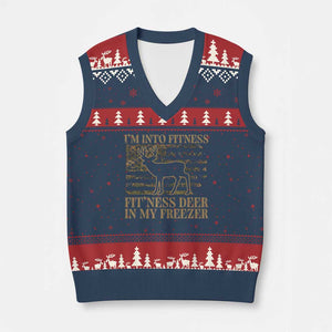 Deer Hunting V-Neck Knit Sweater Vest Im Into Fitness Fit Ness Deer Freezer Camo American Flag TS10 Navy Red Print Your Wear