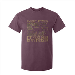 Deer Hunting T Shirt For Kid Im Into Fitness Fit Ness Deer Freezer Camo American Flag TS10 Maroon Print Your Wear