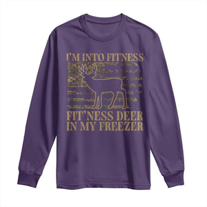 Deer Hunting Long Sleeve Shirt Im Into Fitness Fit Ness Deer Freezer Camo American Flag - Print Your Wear
