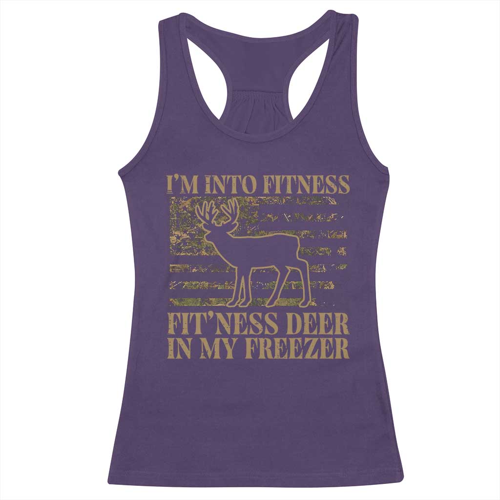 Deer Hunting Racerback Tank Top Im Into Fitness Fit Ness Deer Freezer Camo American Flag TS10 Purple Print Your Wear
