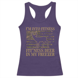 Deer Hunting Racerback Tank Top Im Into Fitness Fit Ness Deer Freezer Camo American Flag - Print Your Wear