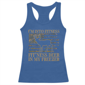 Deer Hunting Racerback Tank Top Im Into Fitness Fit Ness Deer Freezer Camo American Flag - Print Your Wear