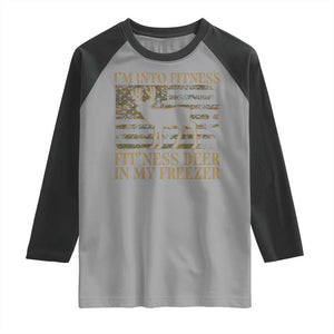 Deer Hunting Raglan Shirt Im Into Fitness Fit Ness Deer Freezer Camo American Flag TS10 Sport Gray Black Print Your Wear
