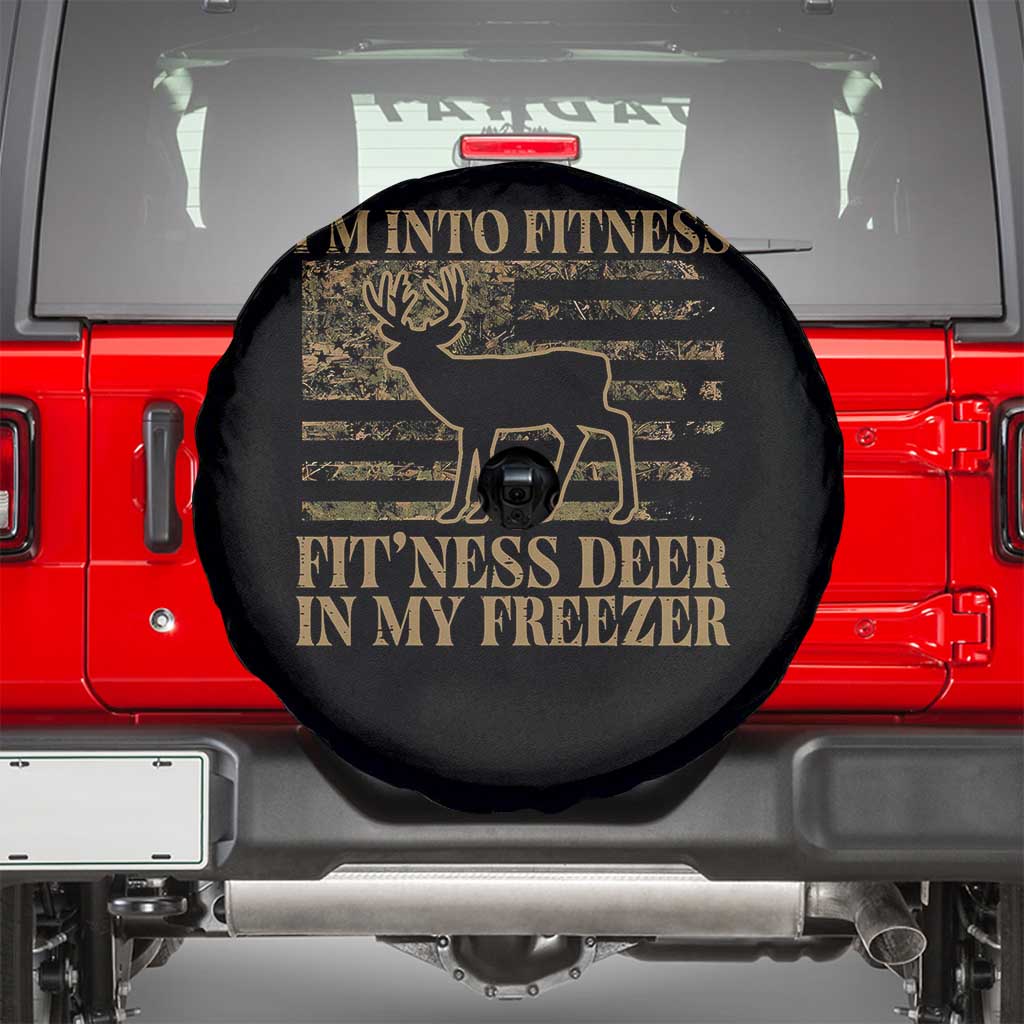 Deer Hunting Spare Tire Cover Im Into Fitness Fit Ness Deer Freezer Camo American Flag TS10 Black Print Your Wear