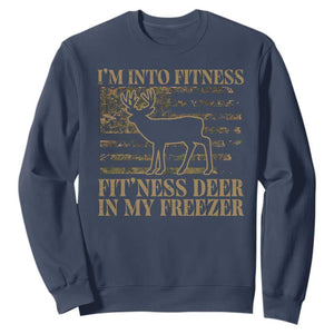 Deer Hunting Sweatshirt Im Into Fitness Fit Ness Deer Freezer Camo American Flag - Print Your Wear