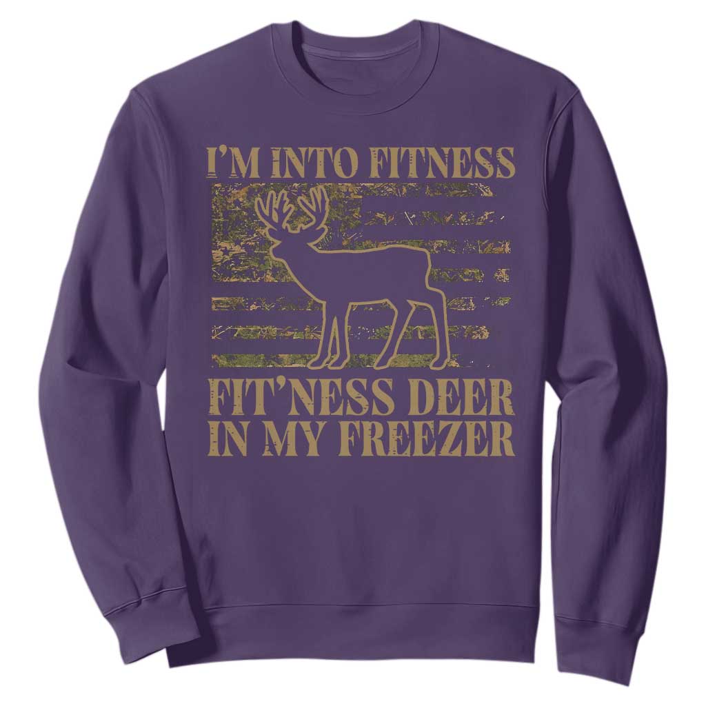 Deer Hunting Sweatshirt Im Into Fitness Fit Ness Deer Freezer Camo American Flag TS10 Purple Print Your Wear