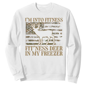 Deer Hunting Sweatshirt Im Into Fitness Fit Ness Deer Freezer Camo American Flag - Print Your Wear