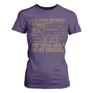 Deer Hunting T Shirt For Women Im Into Fitness Fit Ness Deer Freezer Camo American Flag - Print Your Wear