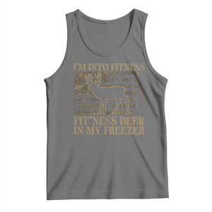 Deer Hunting Tank Top Im Into Fitness Fit Ness Deer Freezer Camo American Flag TS10 Black Heather Print Your Wear