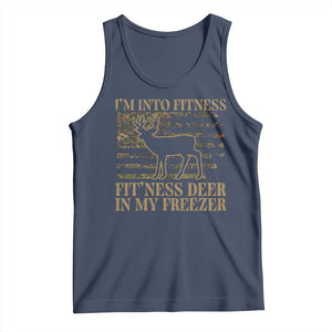 Deer Hunting Tank Top Im Into Fitness Fit Ness Deer Freezer Camo American Flag TS10 Navy Print Your Wear