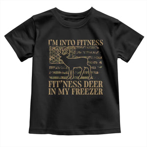 Deer Hunting Toddler T Shirt Im Into Fitness Fit Ness Deer Freezer Camo American Flag - Print Your Wear
