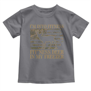 Deer Hunting Toddler T Shirt Im Into Fitness Fit Ness Deer Freezer Camo American Flag - Print Your Wear