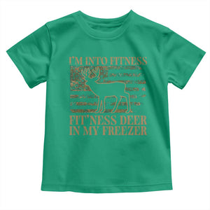 Deer Hunting Toddler T Shirt Im Into Fitness Fit Ness Deer Freezer Camo American Flag - Print Your Wear