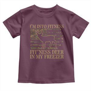 Deer Hunting Toddler T Shirt Im Into Fitness Fit Ness Deer Freezer Camo American Flag - Print Your Wear