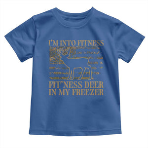 Deer Hunting Toddler T Shirt Im Into Fitness Fit Ness Deer Freezer Camo American Flag - Print Your Wear