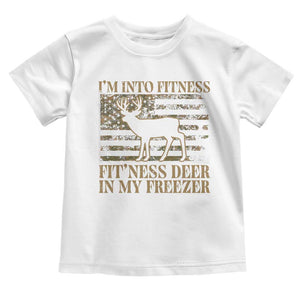 Deer Hunting Toddler T Shirt Im Into Fitness Fit Ness Deer Freezer Camo American Flag - Print Your Wear