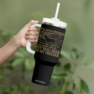 Deer Hunting Tumbler With Handle Im Into Fitness Fit Ness Deer Freezer Camo American Flag TS10 Print Your Wear