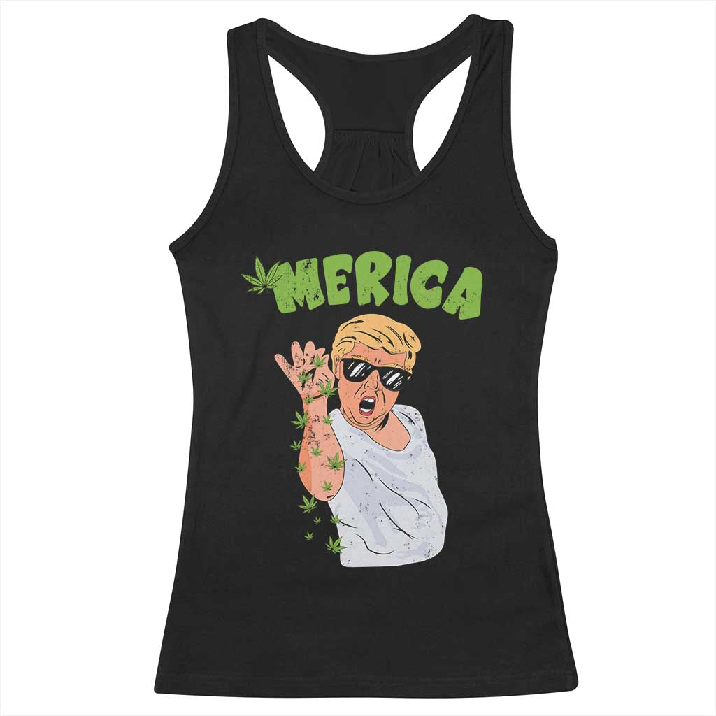 Trump Bae Smoking Weed Cannabis Racerback Tank Top Merica Funny Marijuana Bud Stoner 420 Gift TS10 Black Print Your Wear