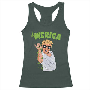Trump Bae Smoking Weed Cannabis Racerback Tank Top Merica Funny Marijuana Bud Stoner 420 Gift TS10 Dark Forest Green Print Your Wear