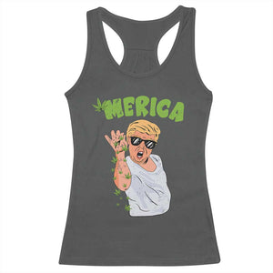 Trump Bae Smoking Weed Cannabis Racerback Tank Top Merica Funny Marijuana Bud Stoner 420 Gift TS10 Dark Heather Print Your Wear