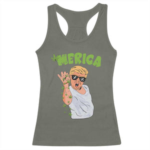 Trump Bae Smoking Weed Cannabis Racerback Tank Top Merica Funny Marijuana Bud Stoner 420 Gift TS10 Military Green Print Your Wear