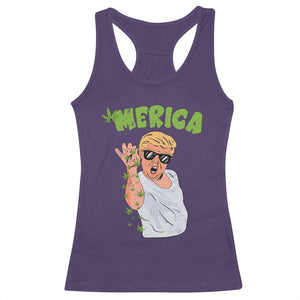 Trump Bae Smoking Weed Cannabis Racerback Tank Top Merica Funny Marijuana Bud Stoner 420 Gift TS10 Purple Print Your Wear