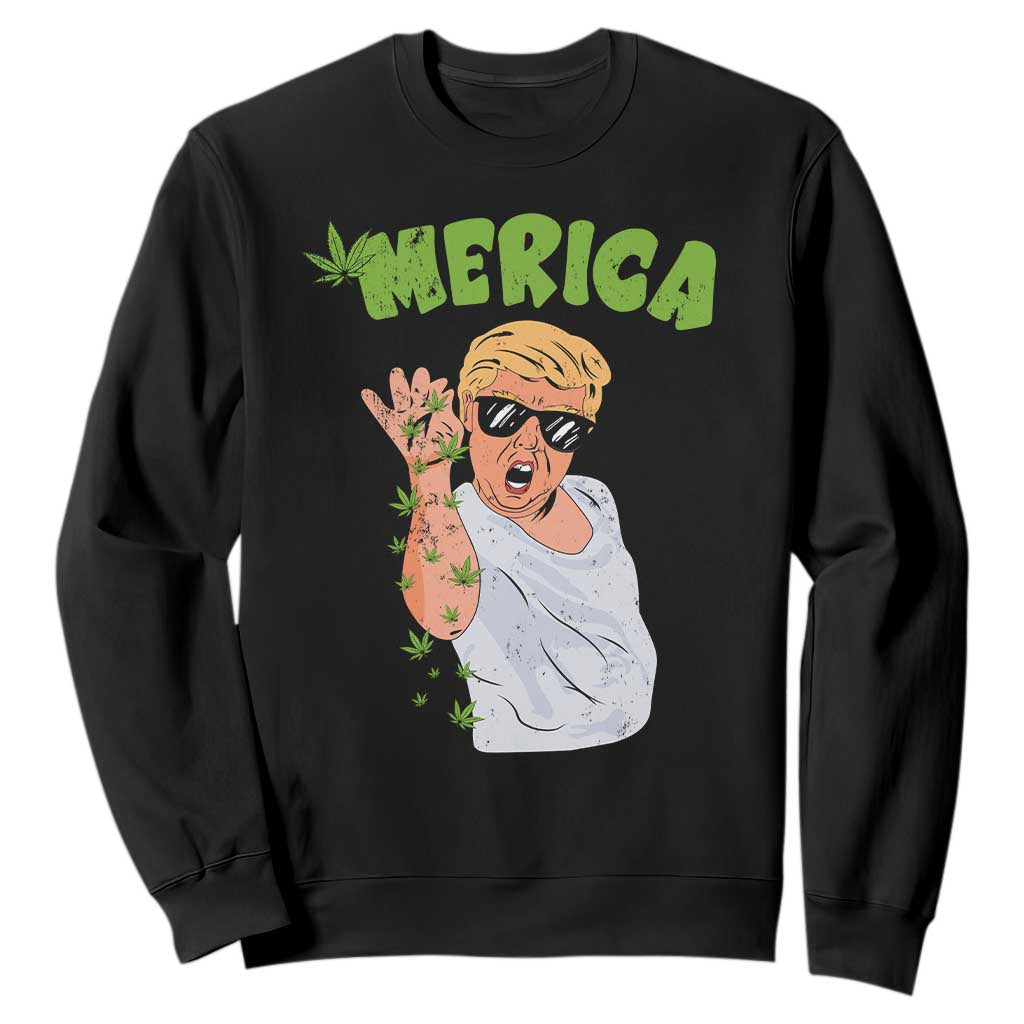 Trump Bae Smoking Weed Cannabis Sweatshirt Merica Funny Marijuana Bud Stoner 420 Gift TS10 Black Print Your Wear
