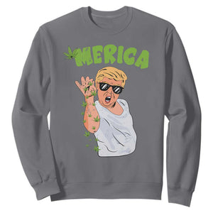 Trump Bae Smoking Weed Cannabis Sweatshirt Merica Funny Marijuana Bud Stoner 420 Gift TS10 Charcoal Print Your Wear