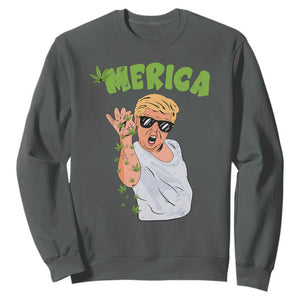 Trump Bae Smoking Weed Cannabis Sweatshirt Merica Funny Marijuana Bud Stoner 420 Gift TS10 Dark Heather Print Your Wear