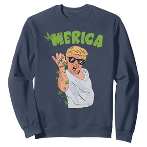 Trump Bae Smoking Weed Cannabis Sweatshirt Merica Funny Marijuana Bud Stoner 420 Gift TS10 Navy Print Your Wear