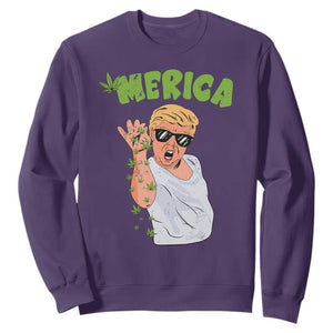 Trump Bae Smoking Weed Cannabis Sweatshirt Merica Funny Marijuana Bud Stoner 420 Gift TS10 Purple Print Your Wear