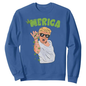 Trump Bae Smoking Weed Cannabis Sweatshirt Merica Funny Marijuana Bud Stoner 420 Gift TS10 Royal Blue Print Your Wear