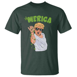 Trump Bae Smoking Weed Cannabis T Shirt Merica Funny Marijuana Bud Stoner 420 Gift TS10 Dark Forest Green Print Your Wear