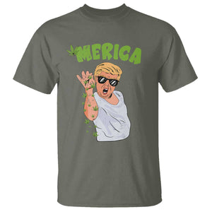 Trump Bae Smoking Weed Cannabis T Shirt Merica Funny Marijuana Bud Stoner 420 Gift TS10 Military Green Print Your Wear