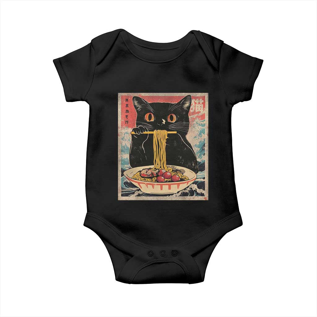 Japanese Ramen Baby Onesie Funny Graphic Tees Foodies Kawaii Cat Anime Gifts TS10 Black Print Your Wear