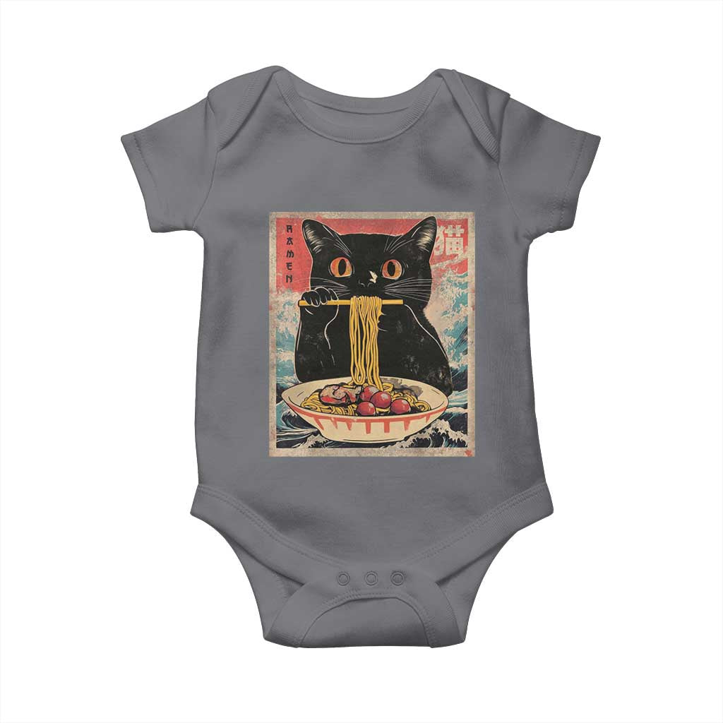 Japanese Ramen Baby Onesie Funny Graphic Tees Foodies Kawaii Cat Anime Gifts TS10 Charcoal Print Your Wear