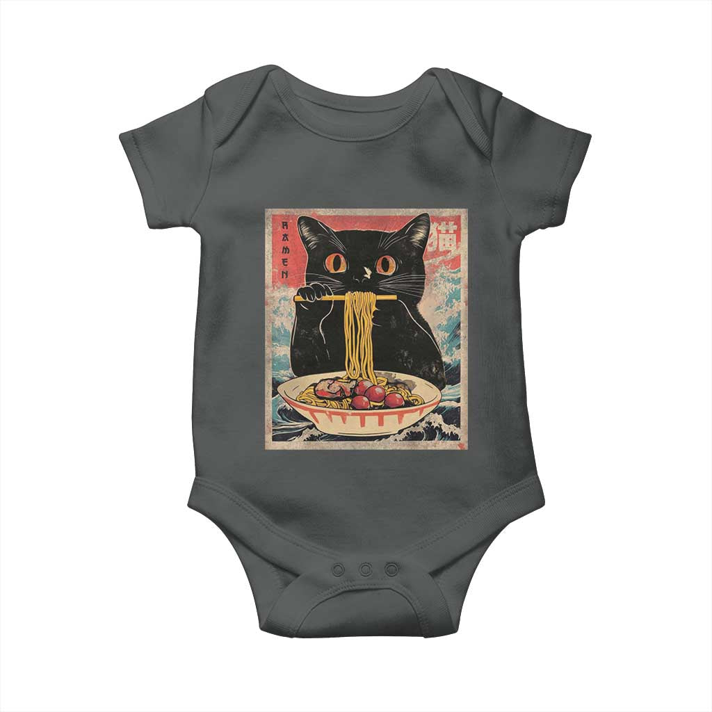 Japanese Ramen Baby Onesie Funny Graphic Tees Foodies Kawaii Cat Anime Gifts TS10 Dark Heather Print Your Wear