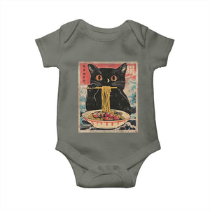 Japanese Ramen Baby Onesie Funny Graphic Tees Foodies Kawaii Cat Anime Gifts TS10 Military Green Print Your Wear