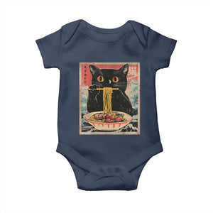 Japanese Ramen Baby Onesie Funny Graphic Tees Foodies Kawaii Cat Anime Gifts TS10 Navy Print Your Wear