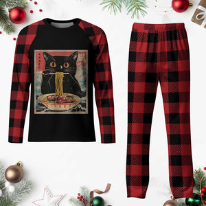 Japanese Ramen Plaid Pajama Set Funny Graphic Tees Foodies Kawaii Cat Anime Gifts TS10 Buffalo Plaid Print Your Wear
