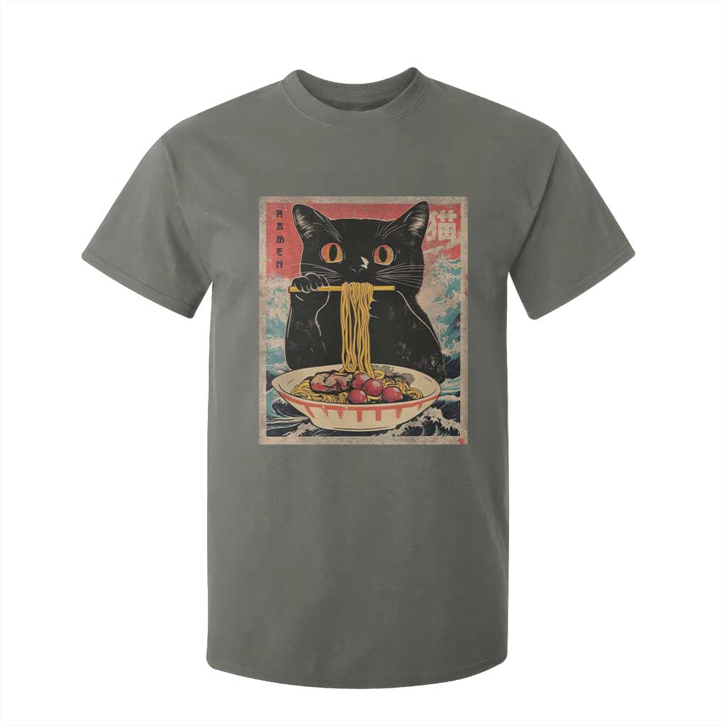 Japanese Ramen T Shirt For Kid Funny Graphic Tees Foodies Kawaii Cat Anime Gifts TS10 Military Green Print Your Wear