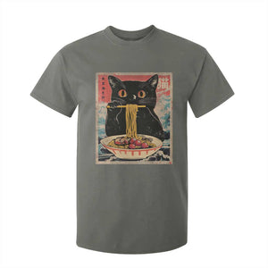 Japanese Ramen T Shirt For Kid Funny Graphic Tees Foodies Kawaii Cat Anime Gifts TS10 Military Green Print Your Wear
