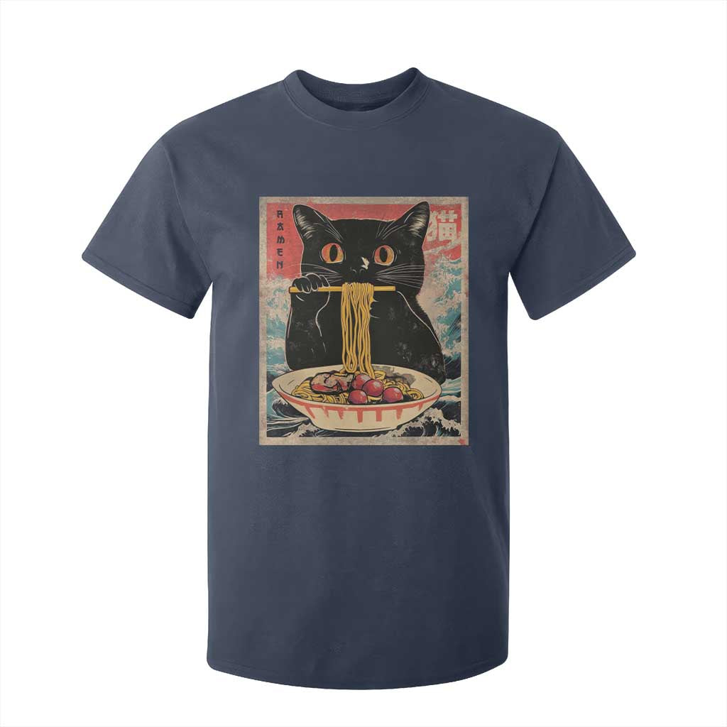 Japanese Ramen T Shirt For Kid Funny Graphic Tees Foodies Kawaii Cat Anime Gifts TS10 Navy Print Your Wear