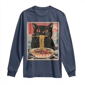 Japanese Ramen Long Sleeve Shirt Funny Graphic Tees Foodies Kawaii Cat Anime Gifts TS10 Navy Print Your Wear