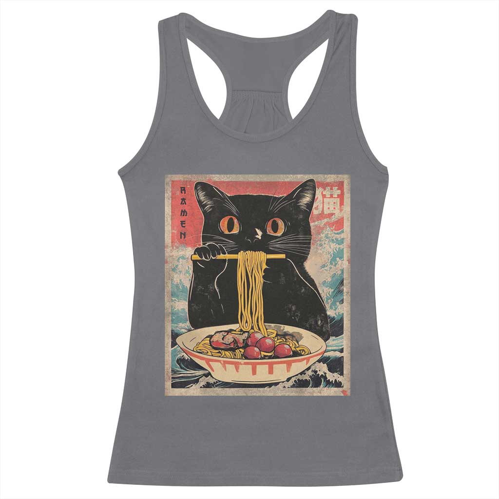 Japanese Ramen Racerback Tank Top Funny Graphic Tees Foodies Kawaii Cat Anime Gifts TS10 Charcoal Print Your Wear