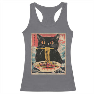 Japanese Ramen Racerback Tank Top Funny Graphic Tees Foodies Kawaii Cat Anime Gifts TS10 Charcoal Print Your Wear