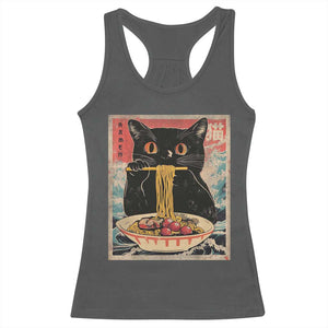 Japanese Ramen Racerback Tank Top Funny Graphic Tees Foodies Kawaii Cat Anime Gifts TS10 Dark Heather Print Your Wear