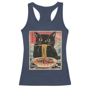 Japanese Ramen Racerback Tank Top Funny Graphic Tees Foodies Kawaii Cat Anime Gifts TS10 Navy Print Your Wear